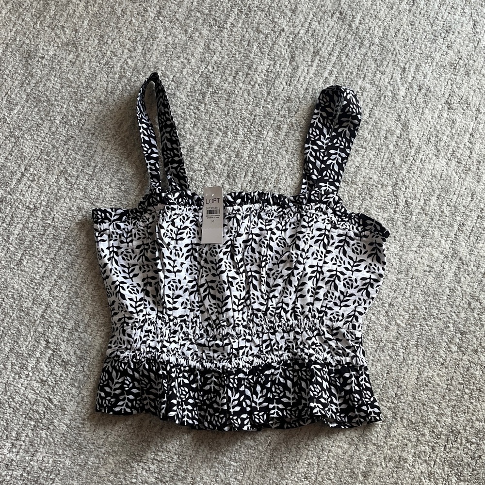 LOFT Leaf Print Ruffle Top